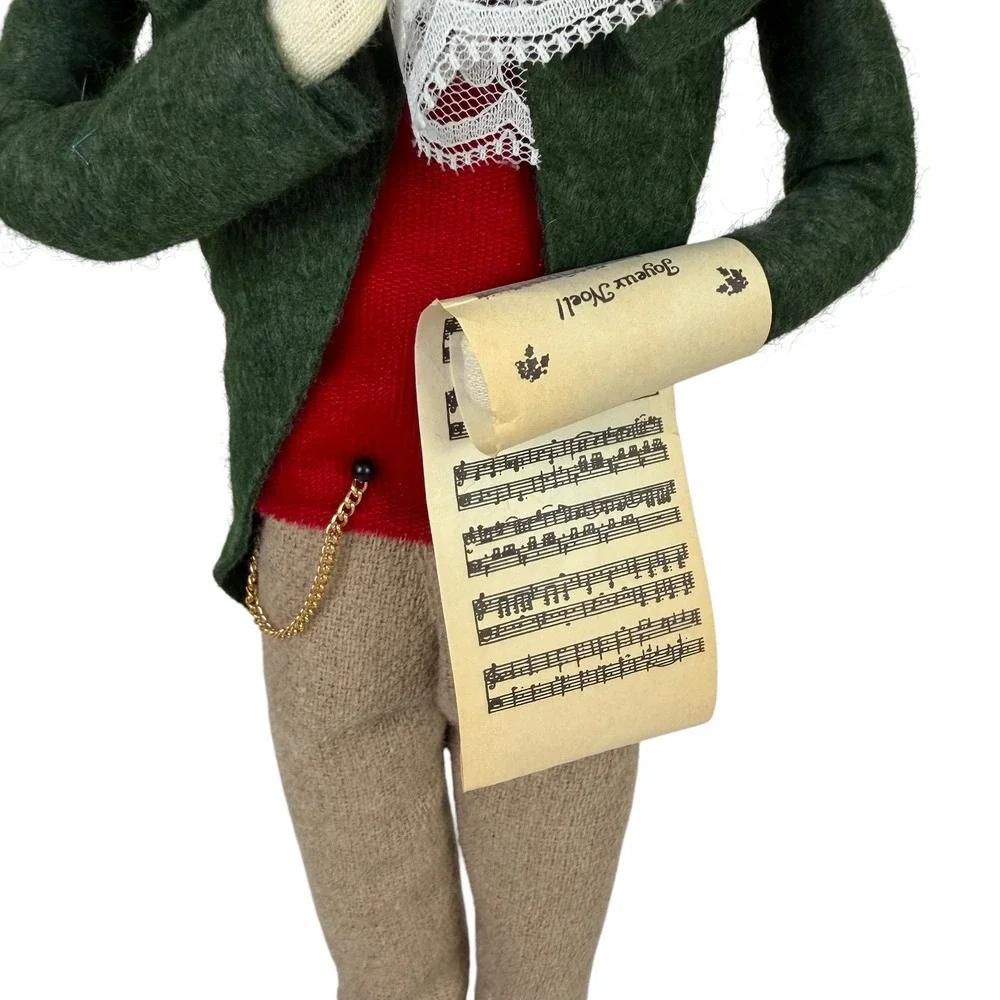 Byers Choice Carolers 1991 Vintage Singing Man Figurine Joyeux Noel Green 14